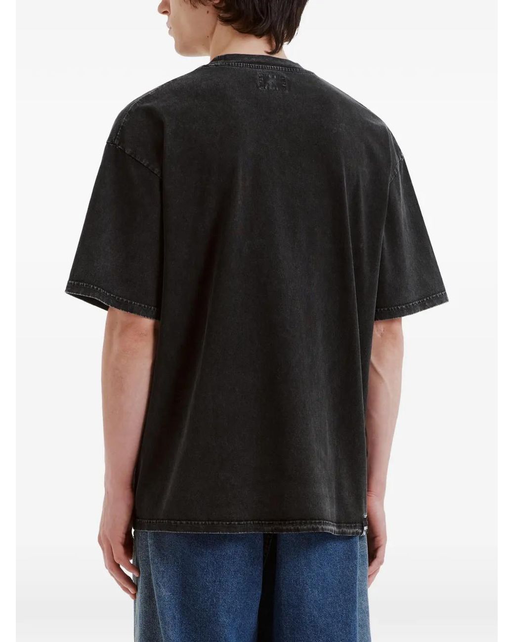 Izzue Black Graphic-Print Cotton T-Shirt for men