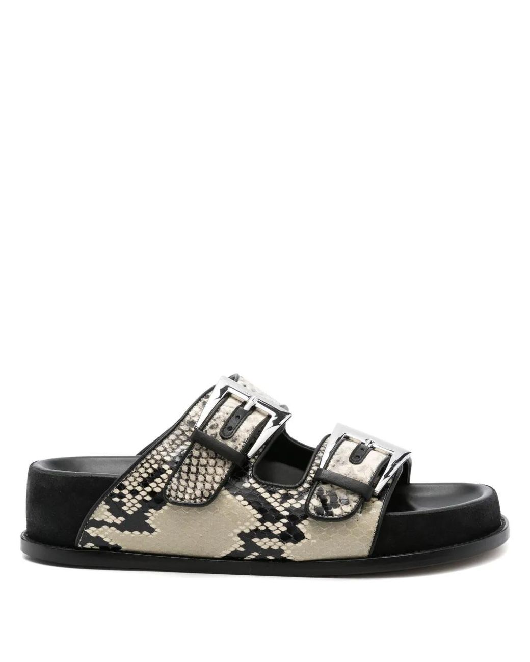 Paris Texas Black Snakeskin Sandals
