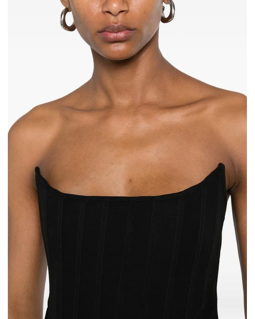 GIUSEPPE DI MORABITO Black Strapless Corset Top