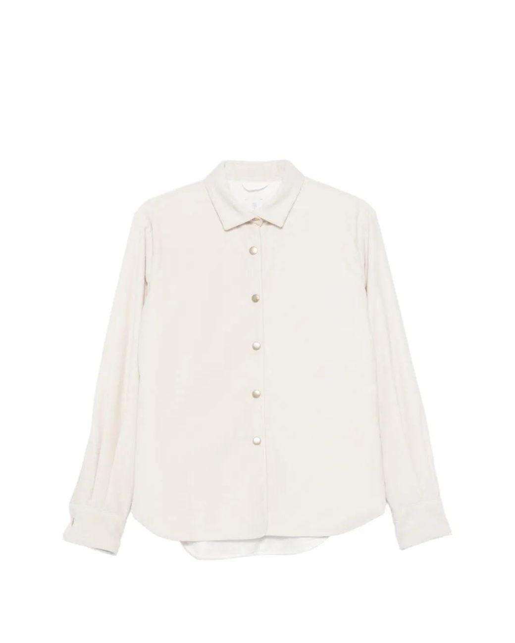 Eleventy White Chemise En Velours Côtelé À Manches Longues