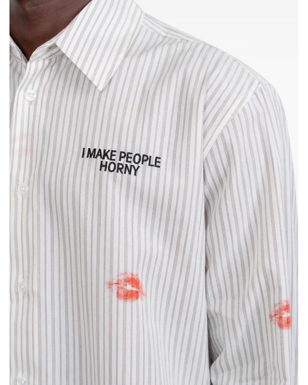 Carne Bollente White Business Sensual Striped-Print Shirt