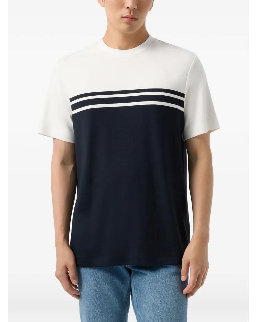 Bogner Black Colour-Block Striped T-Shirt for men
