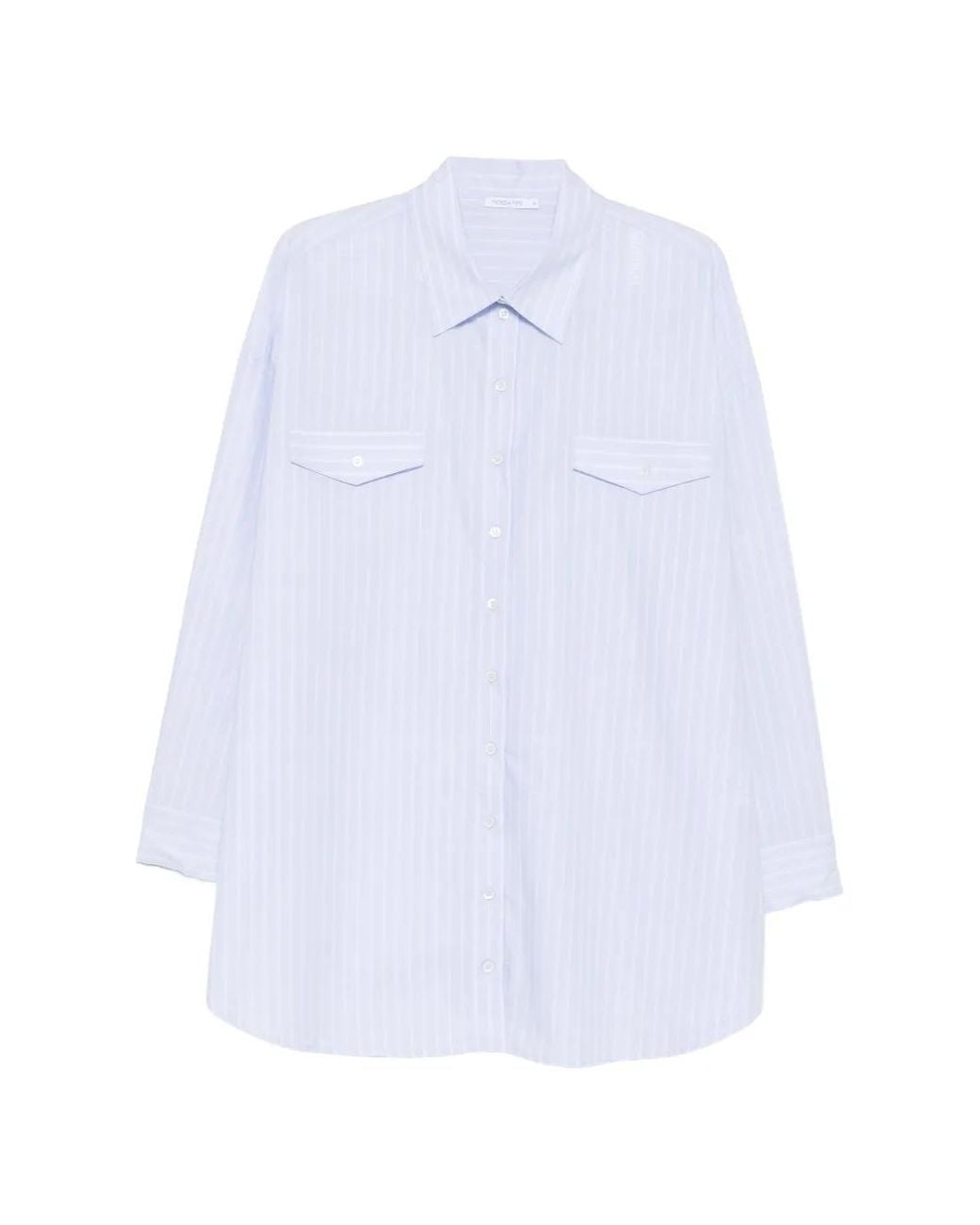 Patrizia Pepe White Pinstriped Cotton Shirt Dress