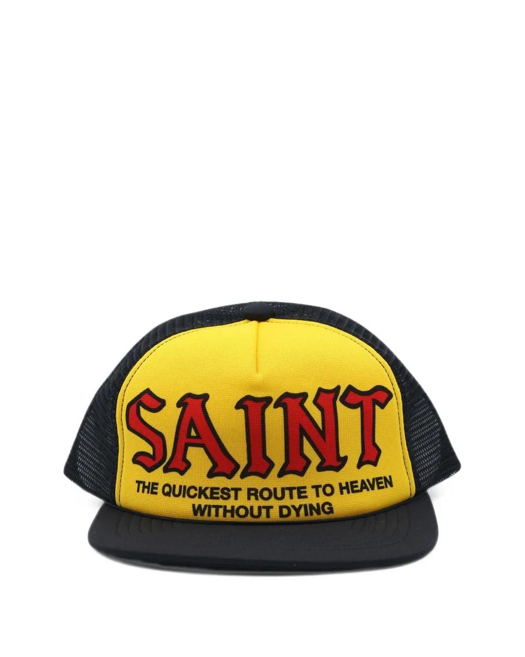 SAINT Mxxxxxx Black Mesh-Panel Slogan-Print Cap for men