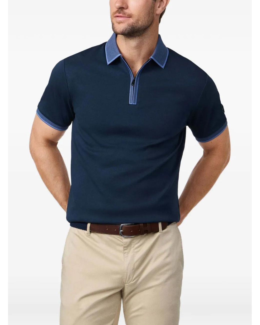 Hackett Poloshirt Met Rits in het Blue voor heren