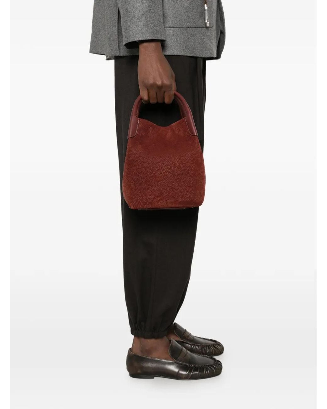 Pebbeld Loro Piana Bale Pebbled-Leather Tote Bag in Red | Lyst