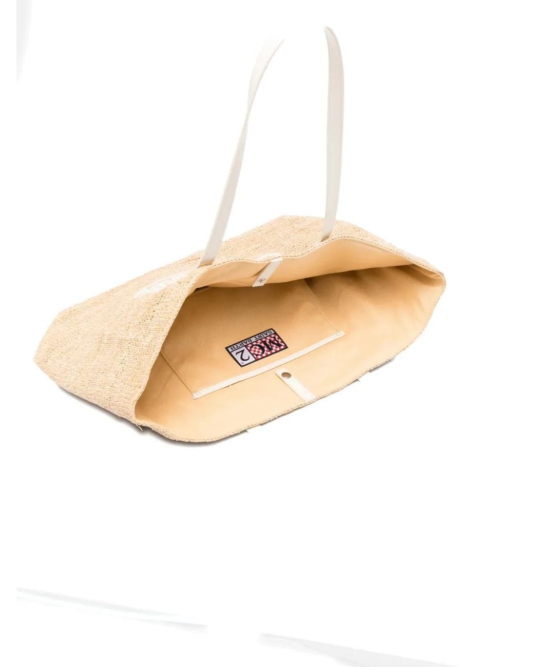 Mc2 Saint Barth Natural Raffia City Logo-Patch Shoulder Bag