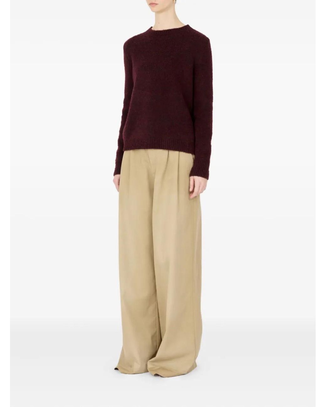 Maison Margiela Purple Burgundy Sweater Features A Crew Neck