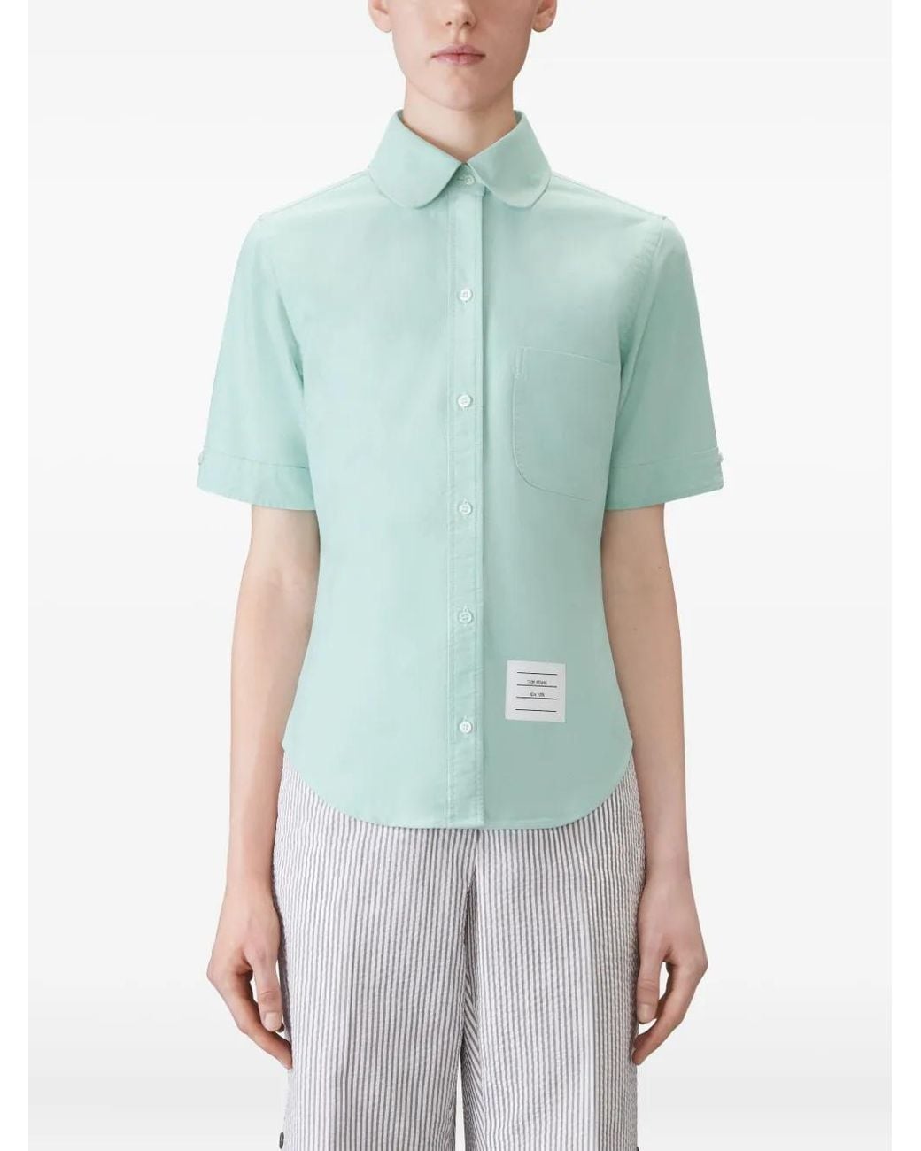Thom Browne Blue Oxford Short Sleeve Shirt