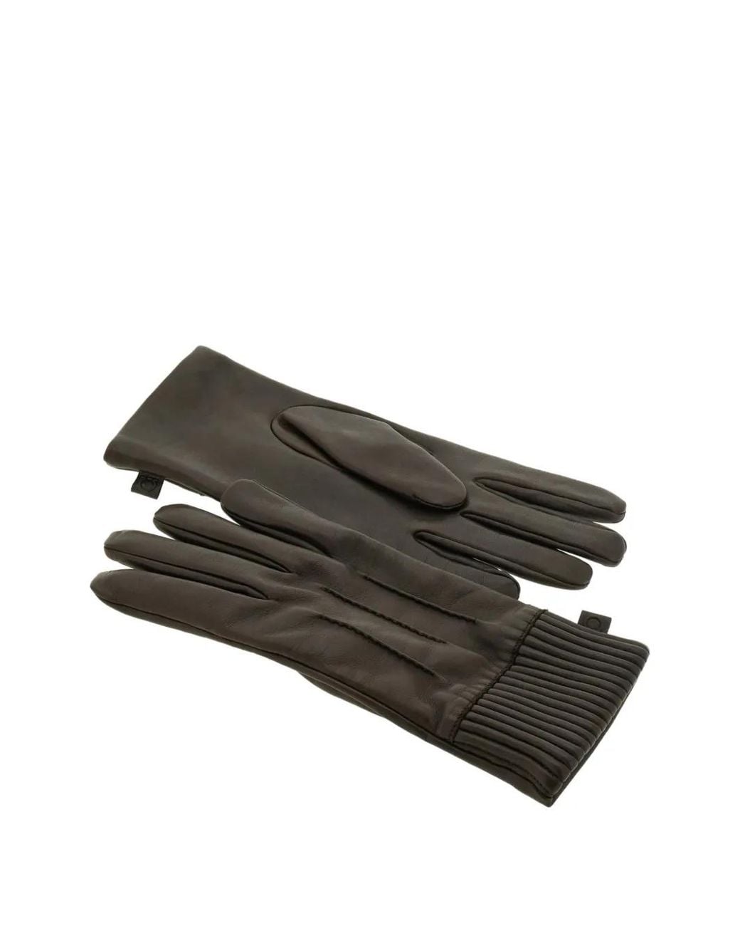 Ferragamo Black Lined Topstitching Gloves for men