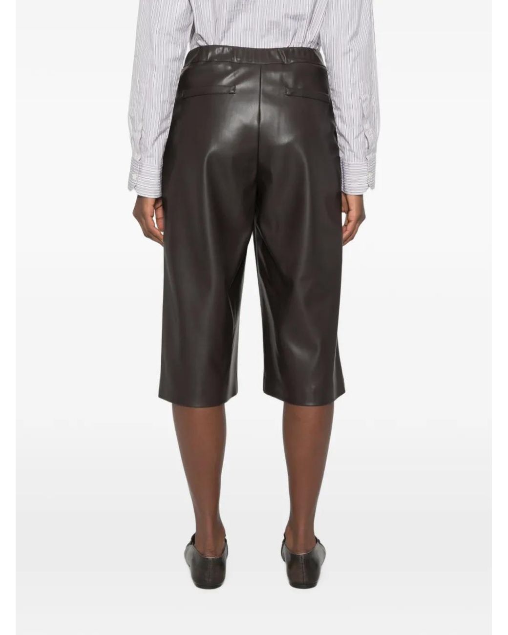 Alpha Studio Gray Pleated Knee-Length Shorts