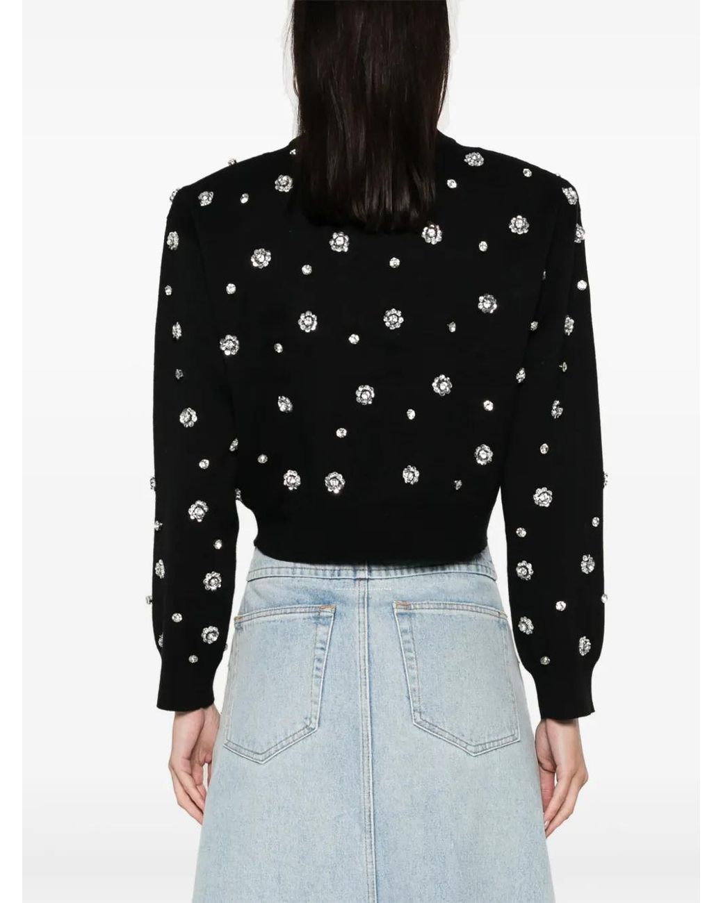 ROTATE BIRGER CHRISTENSEN Black Sequin-Embellished Jumper