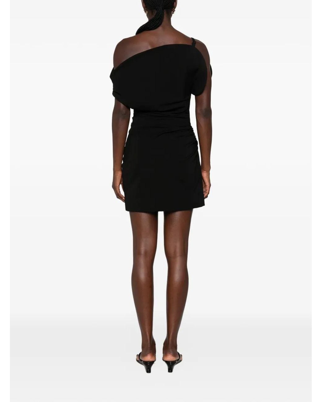 Jonathan Simkhai Black Robe Courte À Design Drapé