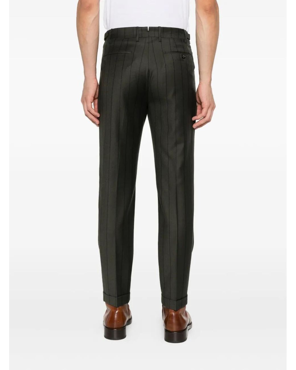 Pantaloni Gessati Con Pieghe di Berwich in Gray da Uomo