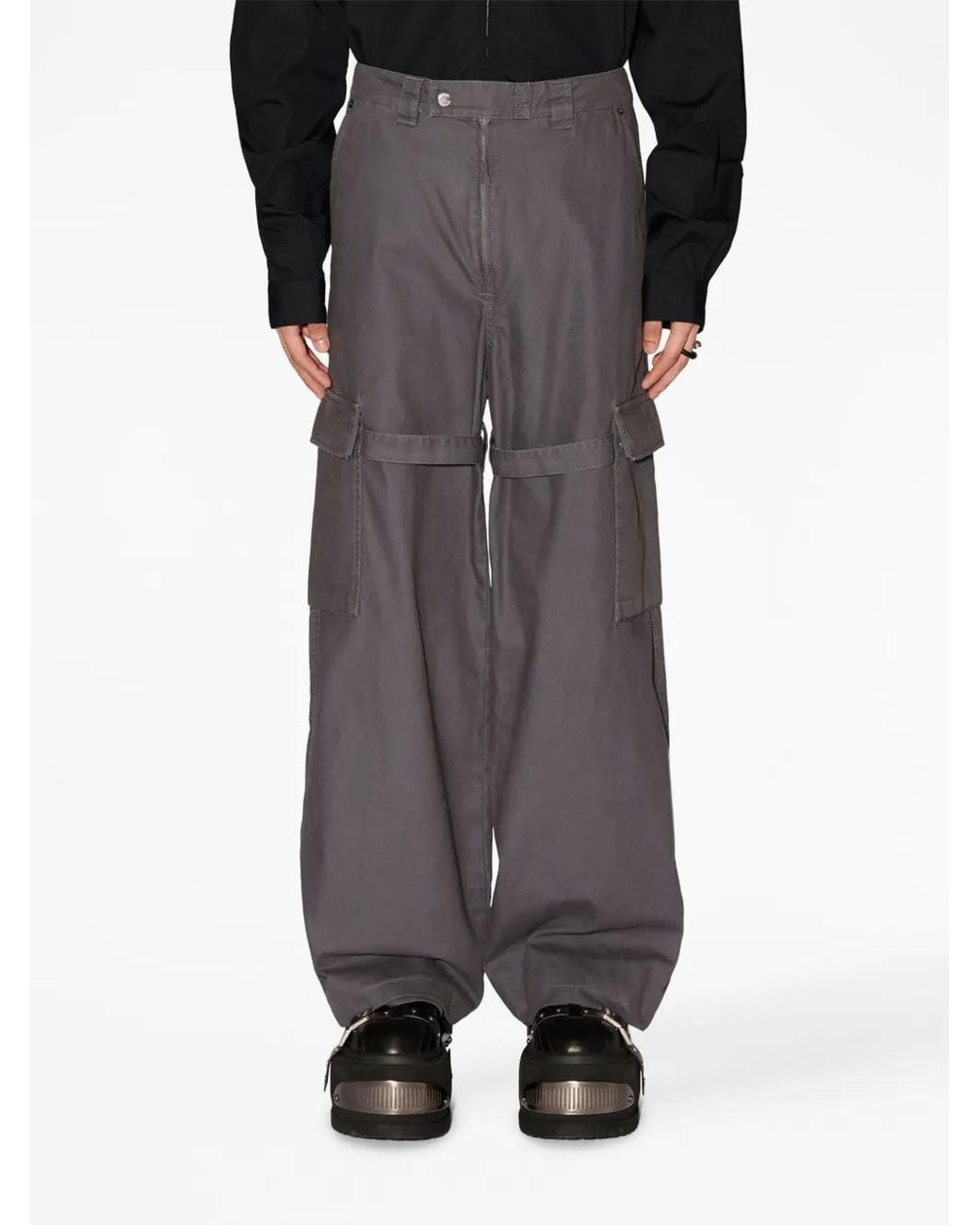 Ambush Gray Belted-Leg Cargo Trousers