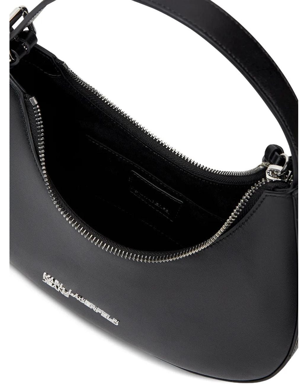 Karl Lagerfeld Black Crescent Leather Shoulder Bag