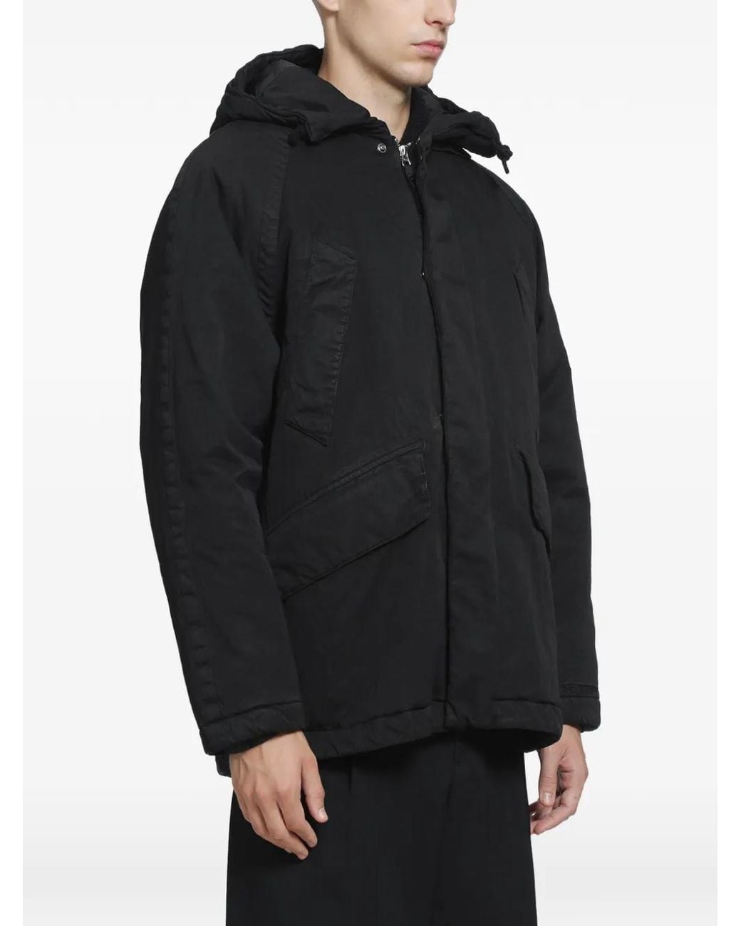 Massimo Osti Studio Black Hooded Zip-Up Jacket for men