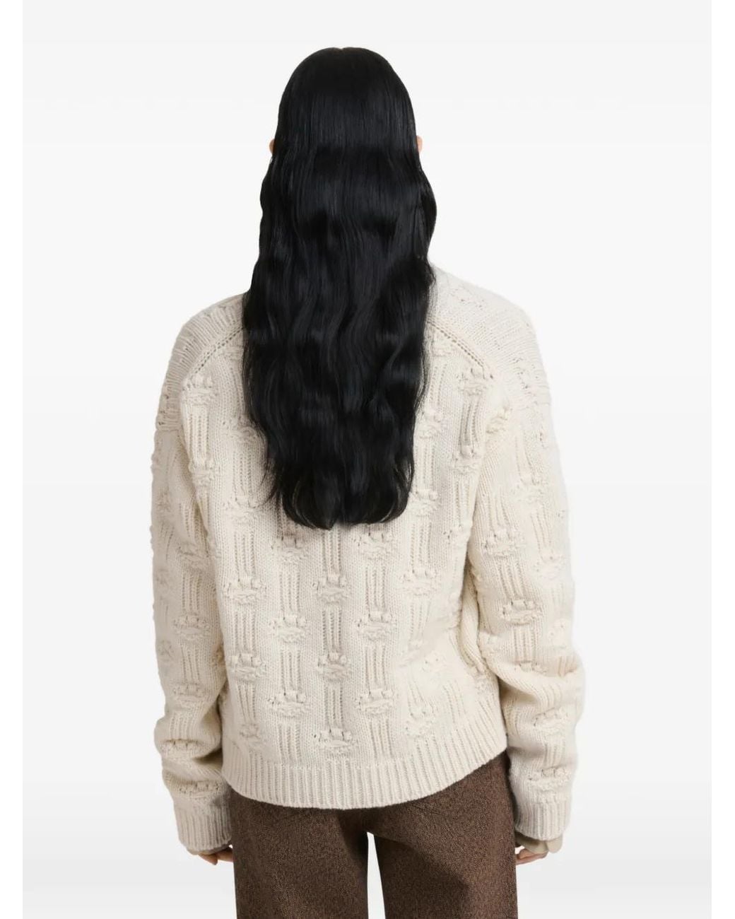 Marni Natural Fisherman Wool Cashmere Cardigan