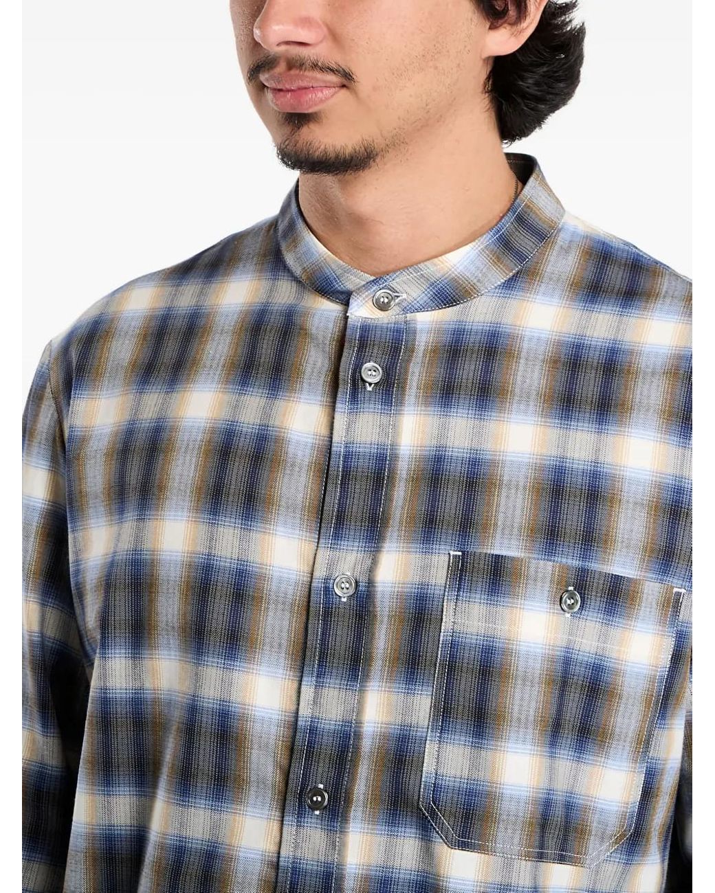 A.P.C. Blue Thomas Plaid Pocket Shirt for men