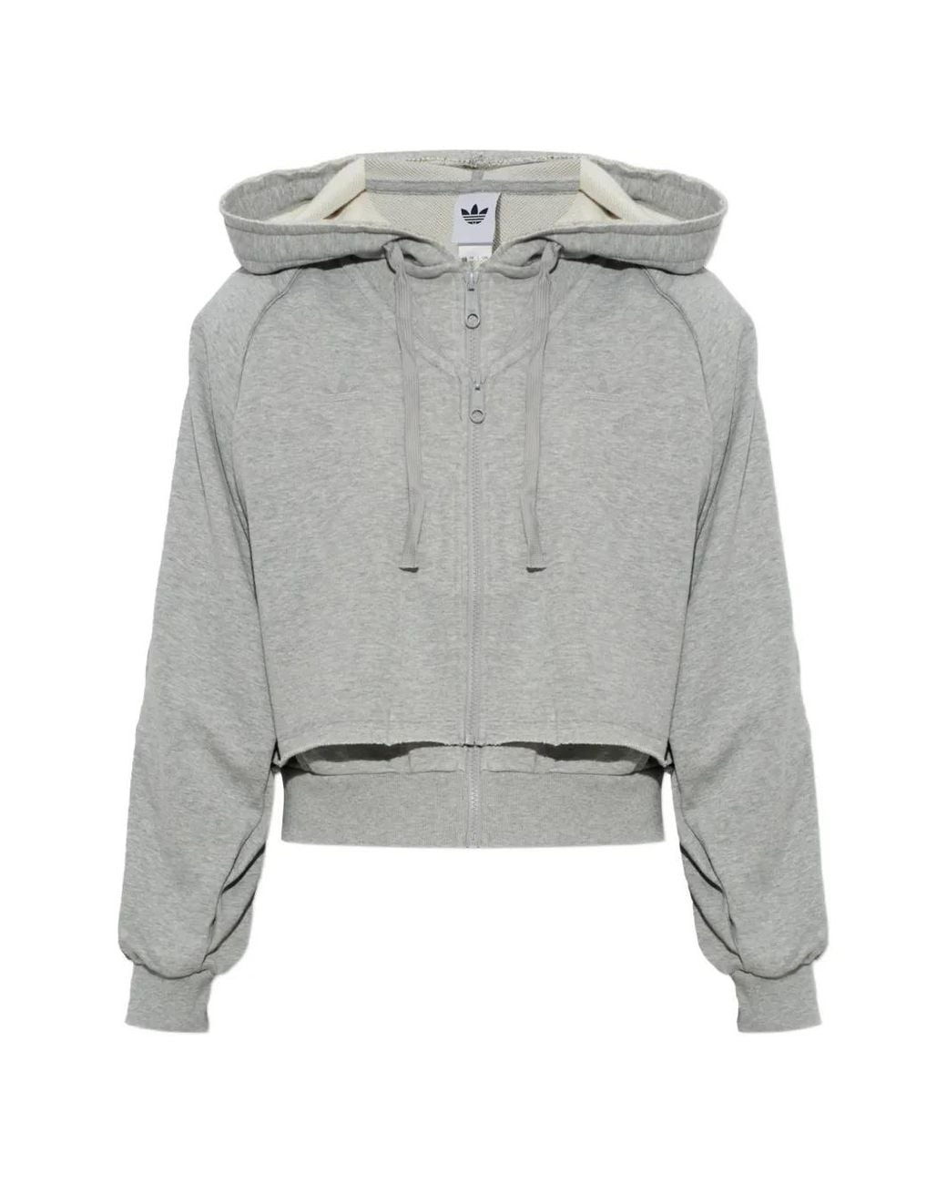 Adidas Gray Layered-Effect Cropped Hoodie