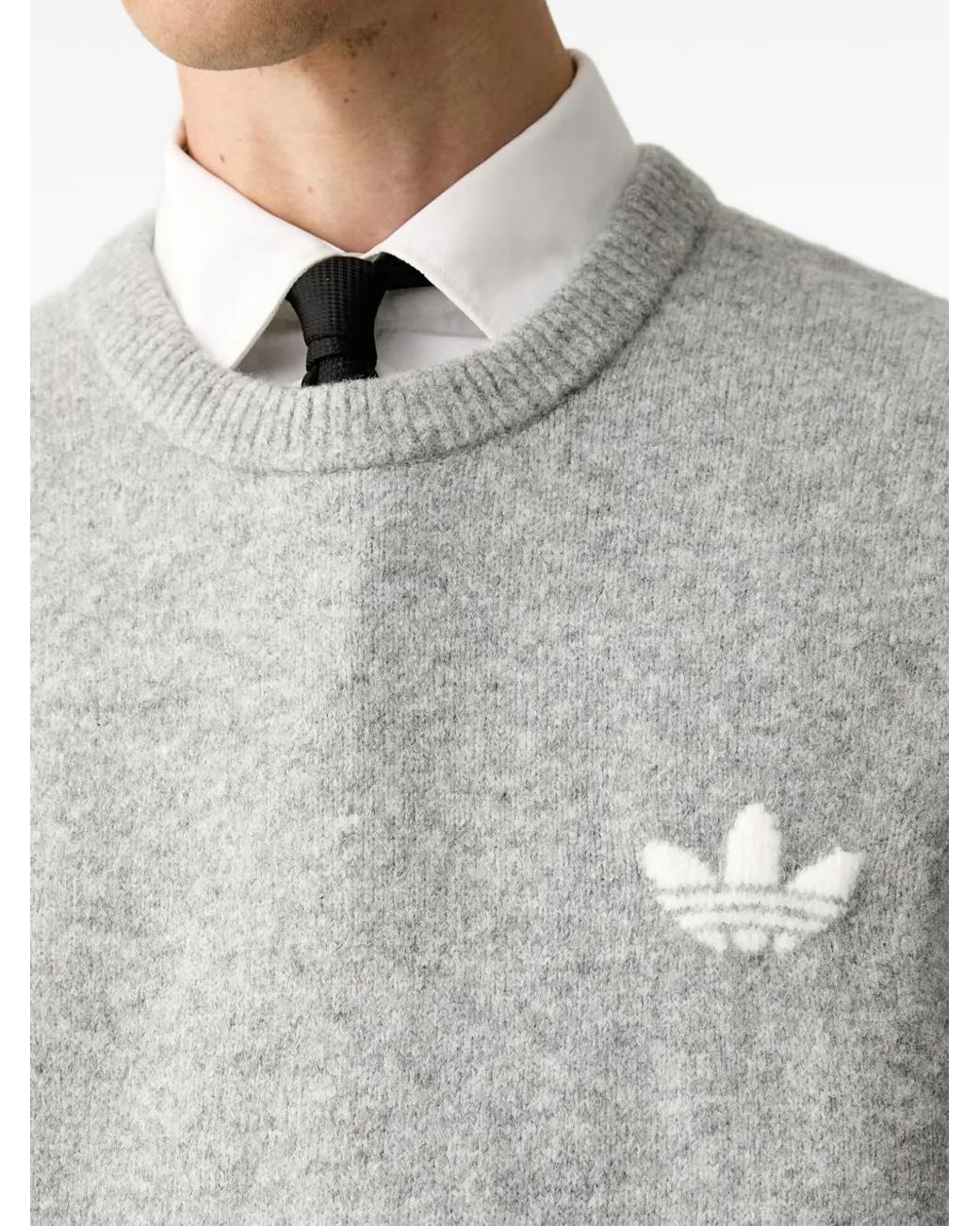 Adidas Gray Trefoil Essentials Fully Knit Sweater for men