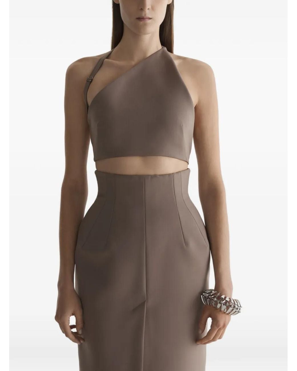 Mugler Cropped Top in het Brown