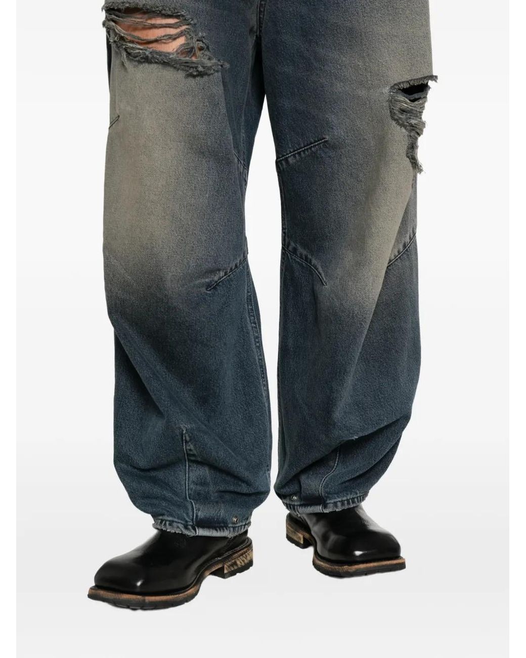 PDF Gray Distressed Panelled Jeans for men