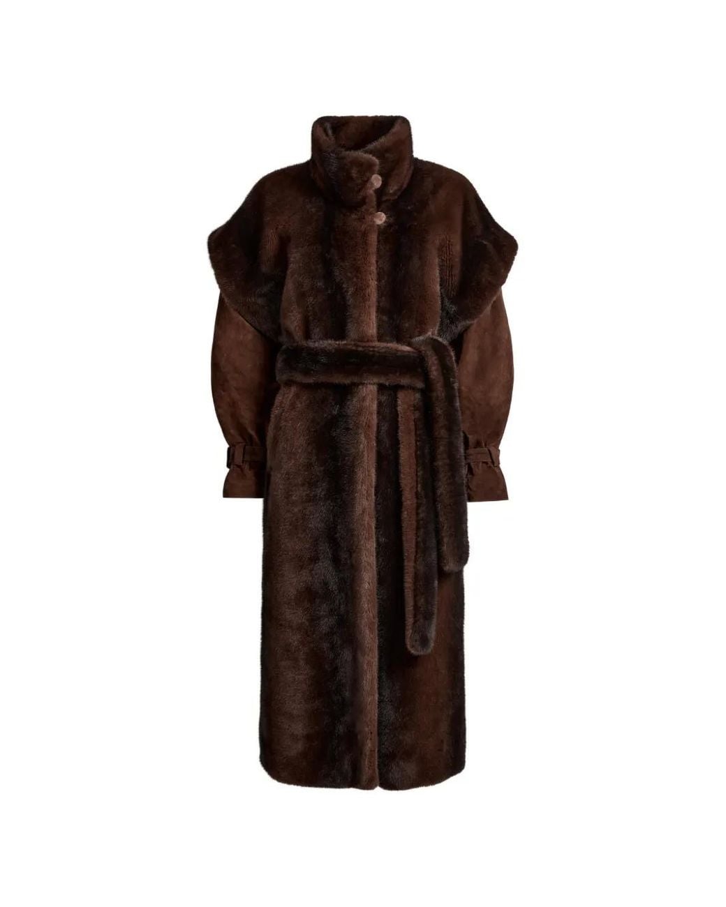 DUCIE Brown Harper Faux-Fur Coat