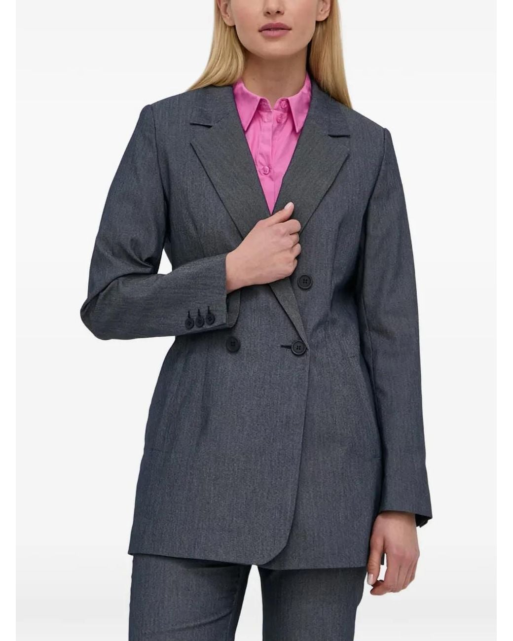 Gestuz Gray Double-Breasted Blazer