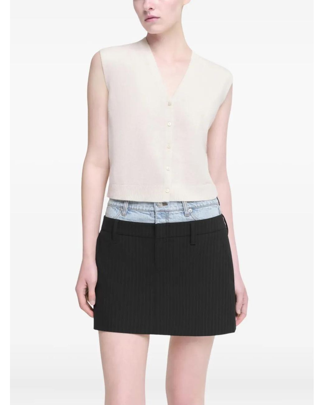 Jonathan Simkhai White Button-Front Cashmere Vest