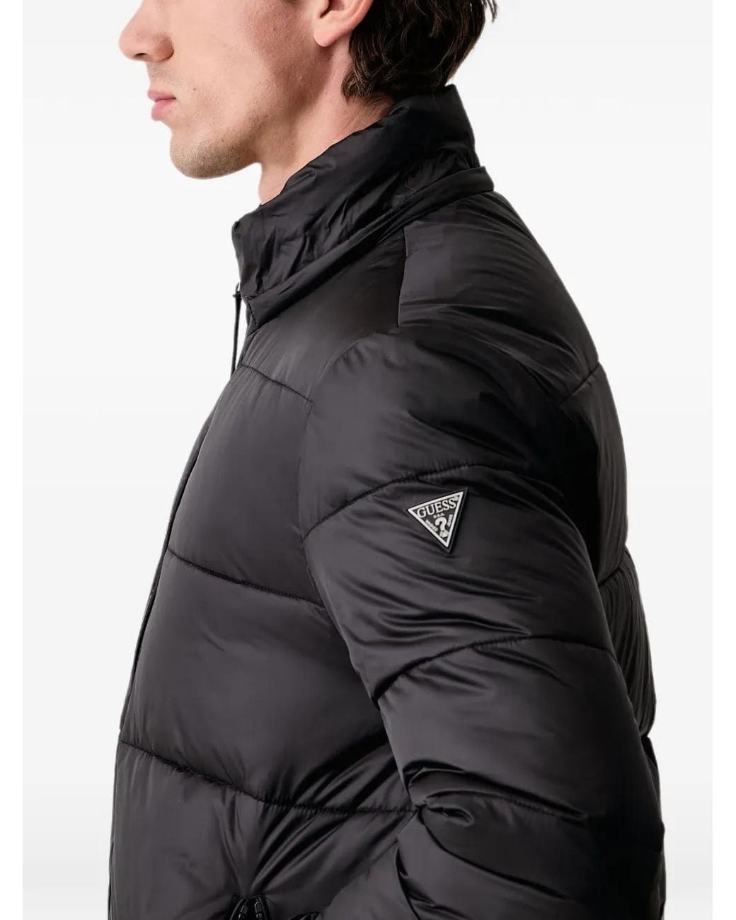 Guess Black Metallized Puffer Jacket for men