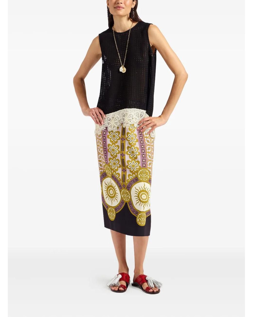 LaDoubleJ Metallic Pencil Skirt