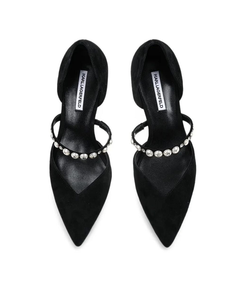 Karl Lagerfeld Black Pearl-Embellished Pointed-Toe Pumps