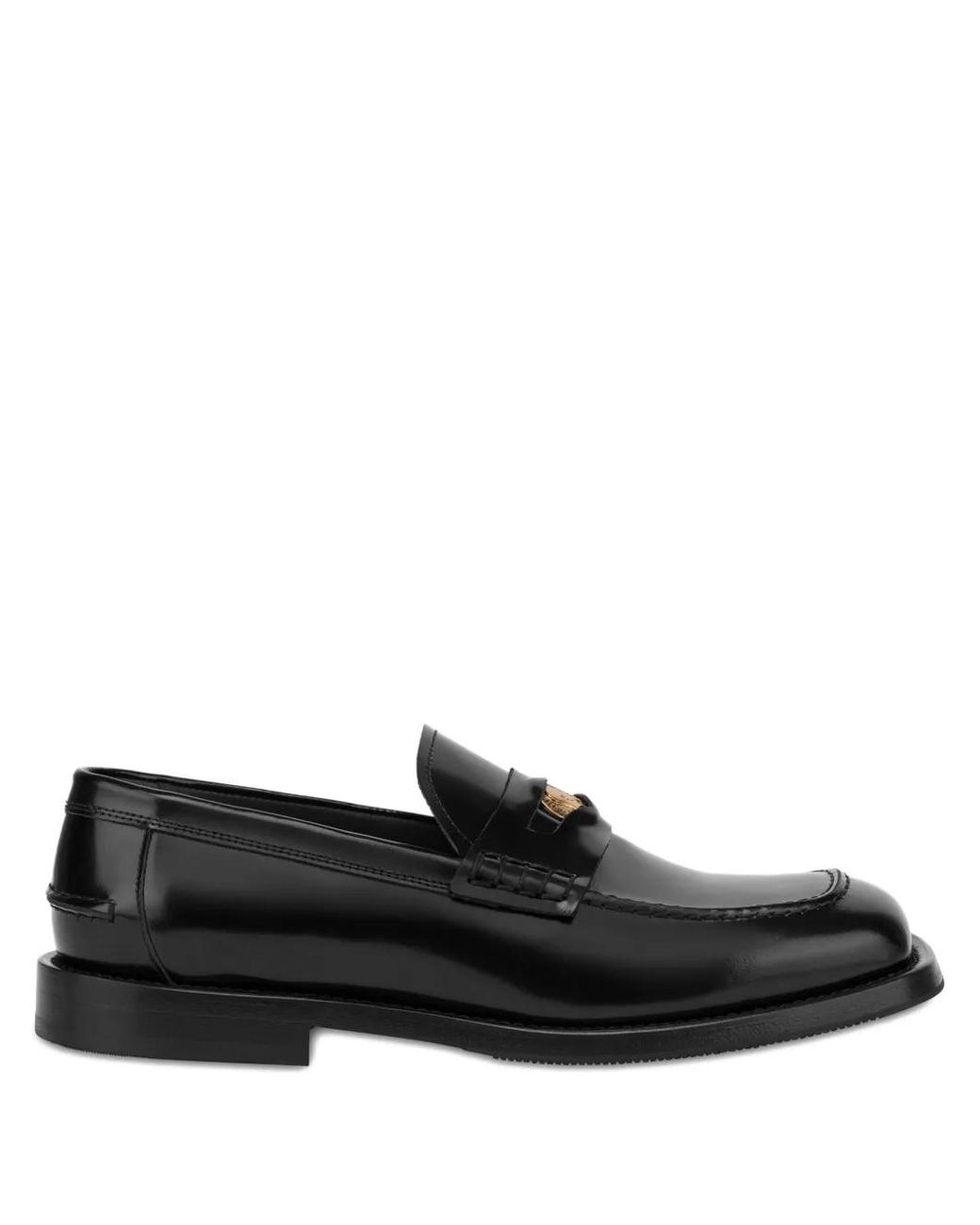 Moschino Black Leather Penny Loafers for men