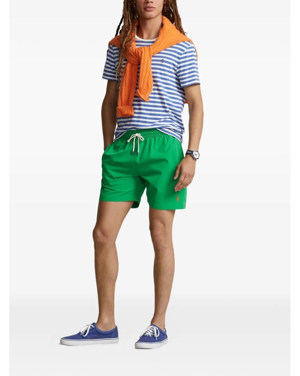 Polo Ralph Lauren Green Logo-Embroidered Swim Shorts for men