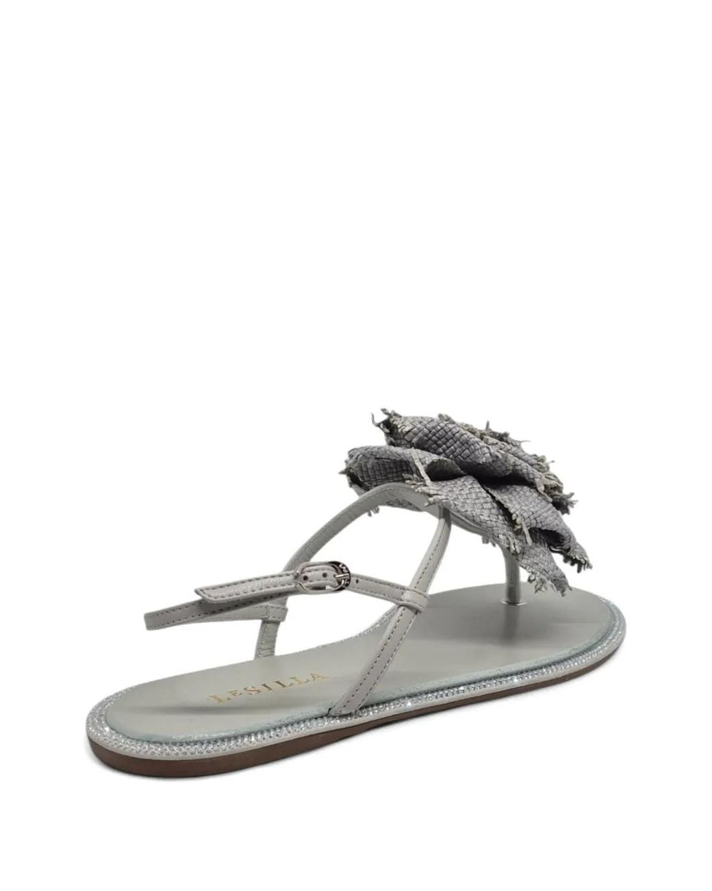 Le Silla Metallic Floral-Applique Crystal-Embellished Sandals