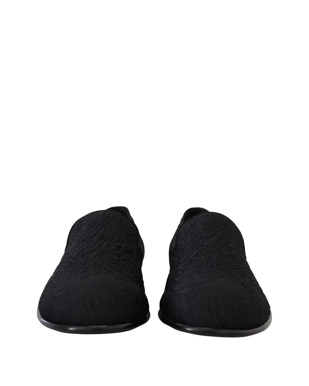 Dolce & Gabbana Black Floral-Jacquard Brocade Loafers for men