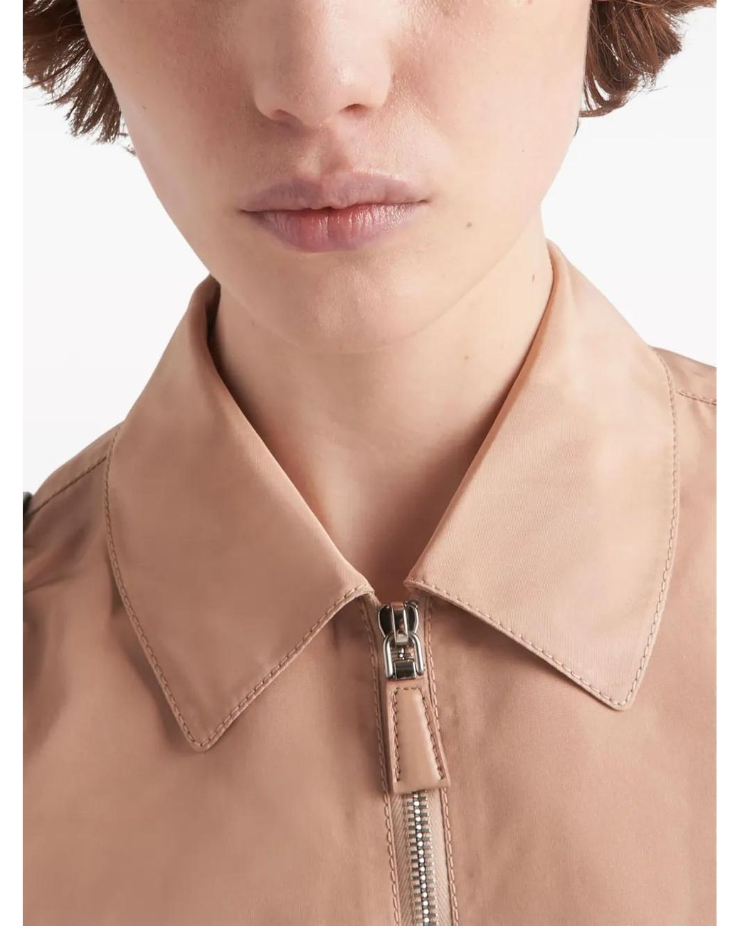 Prada Natural Faille Belted-Waist Midi Dress
