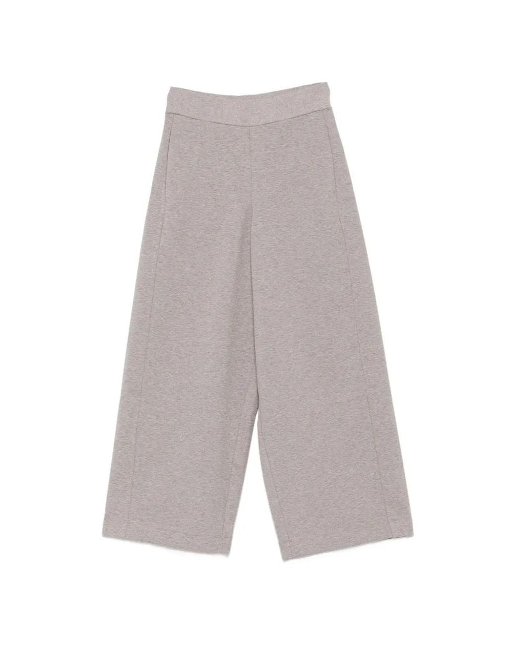 Yerse Gray Wide-Leg Jersey Trousers