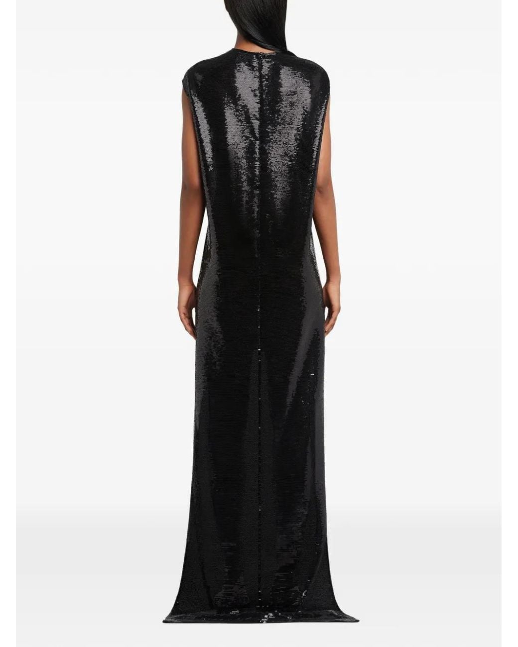 Courreges Black Circle Edged Sequins Long Dress