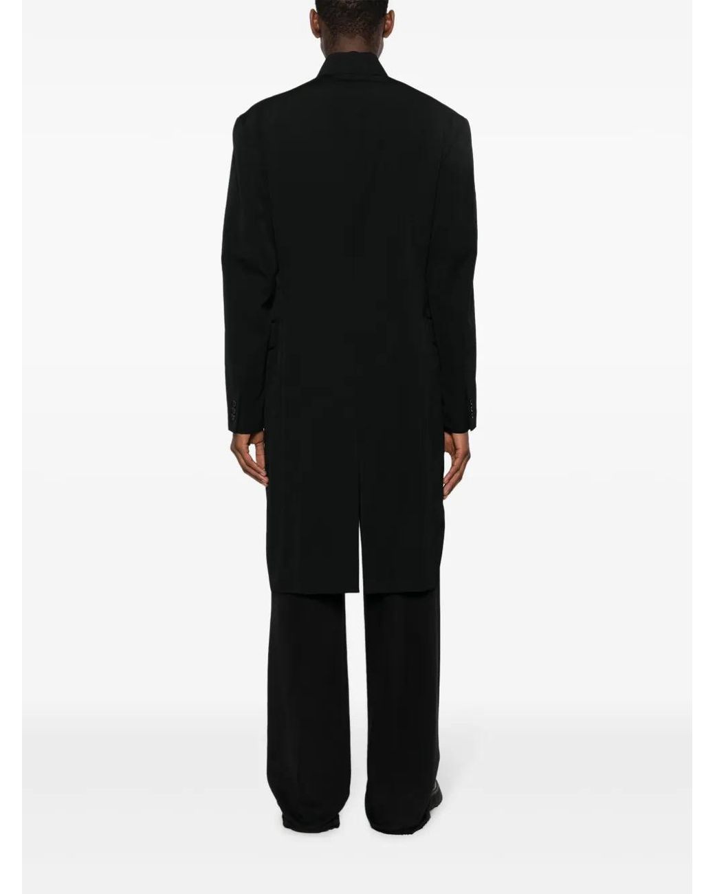 Yohji Yamamoto Black Asymmetric Wool Tailcoat for men