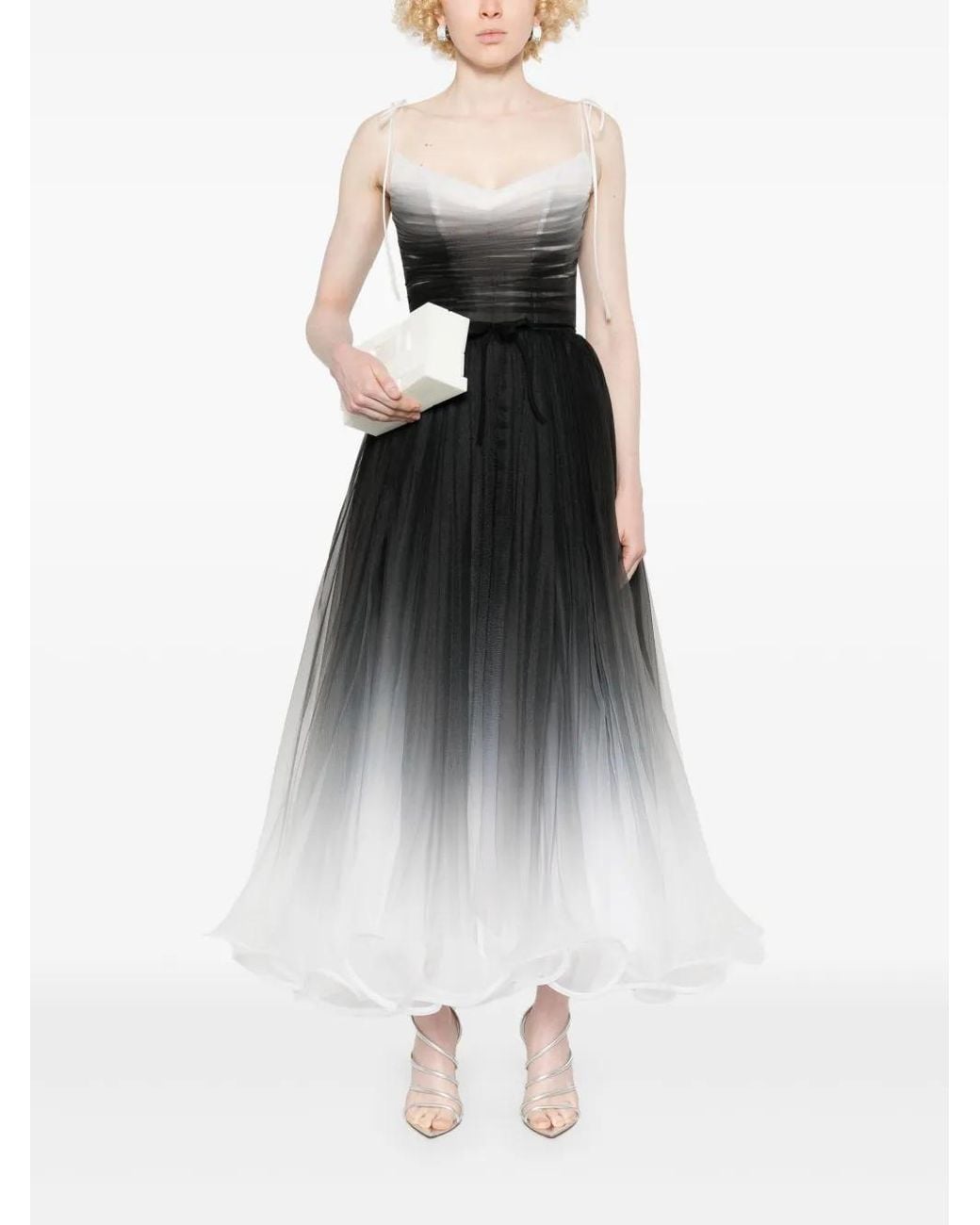 Ana Radu White Gradient-Effect Maxi Dress