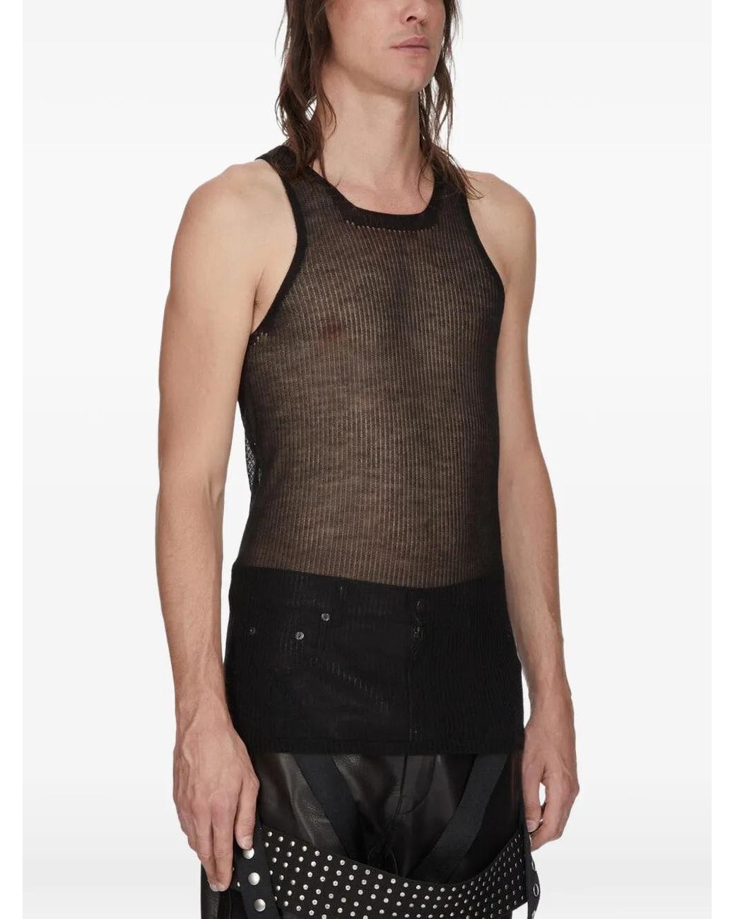 Rick Owens Black Ribbed Top for men