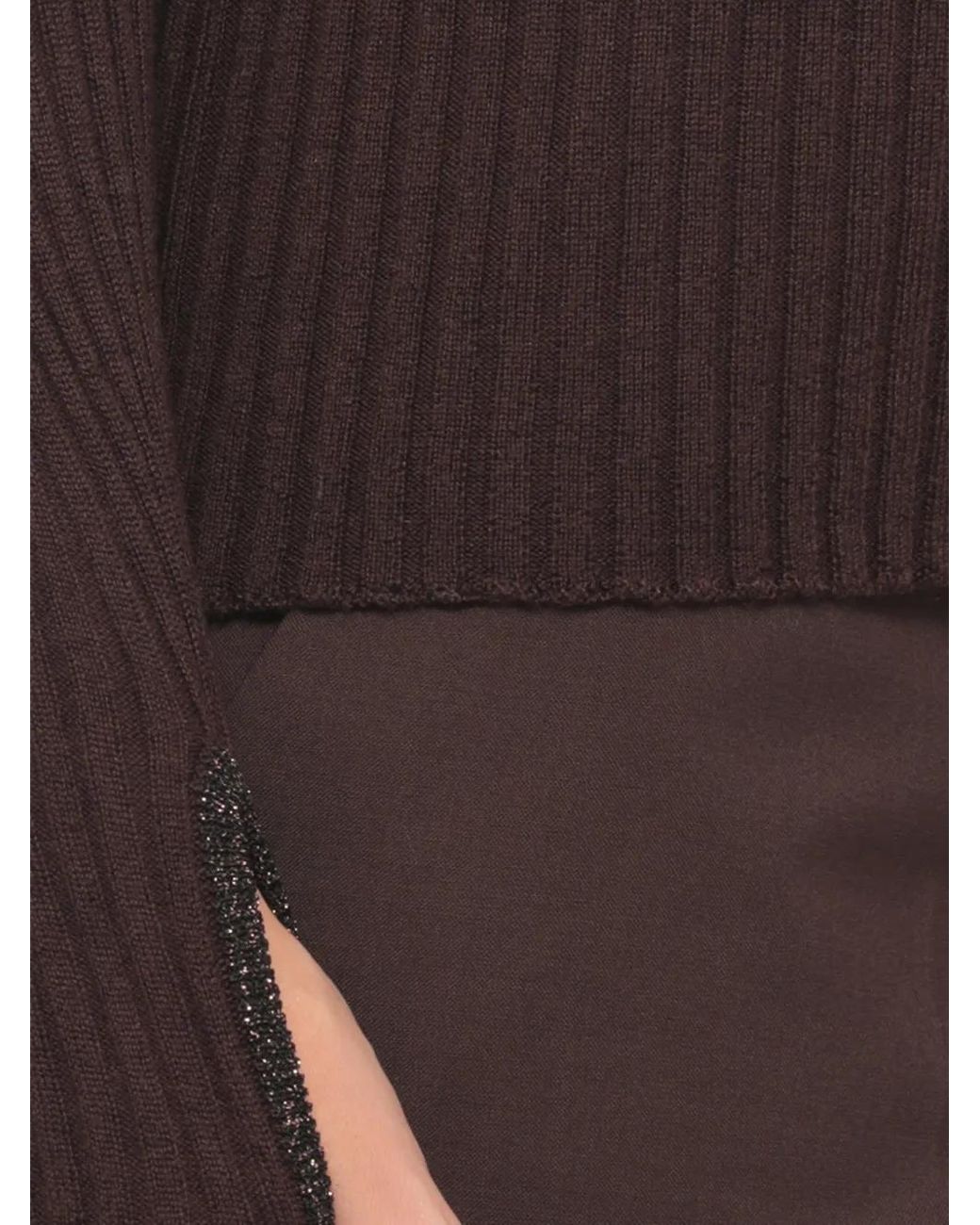 Panicale Brown Ribbed-Knit Roll-Neck Sweater