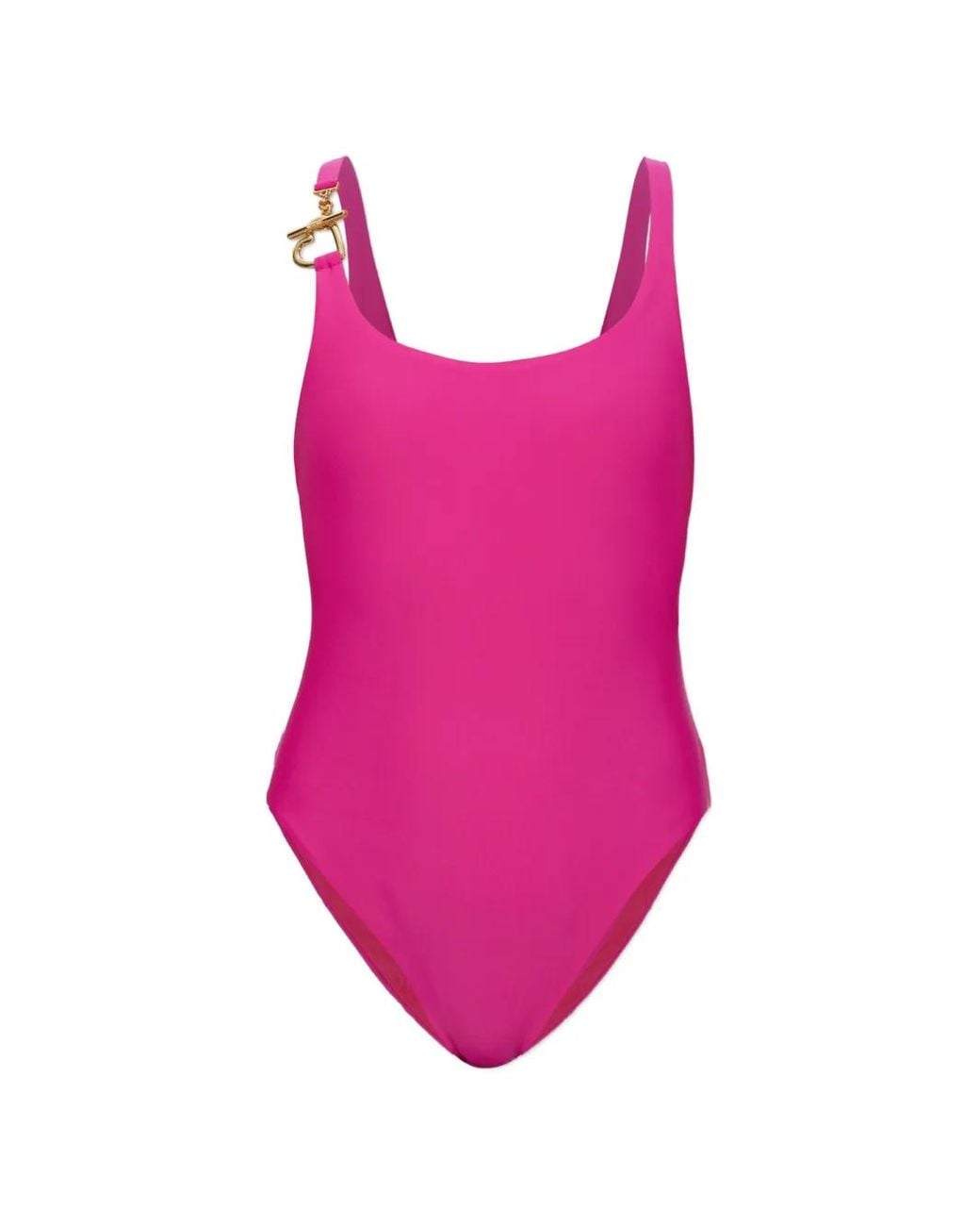 Moschino Pink Heart-Motif Toggle-Detail Swimsuit