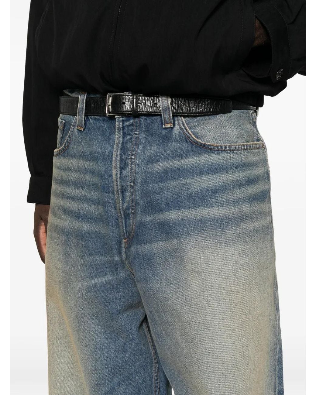 Agolde Blue Bagley Faded-Effect Whiskered Jeans for men