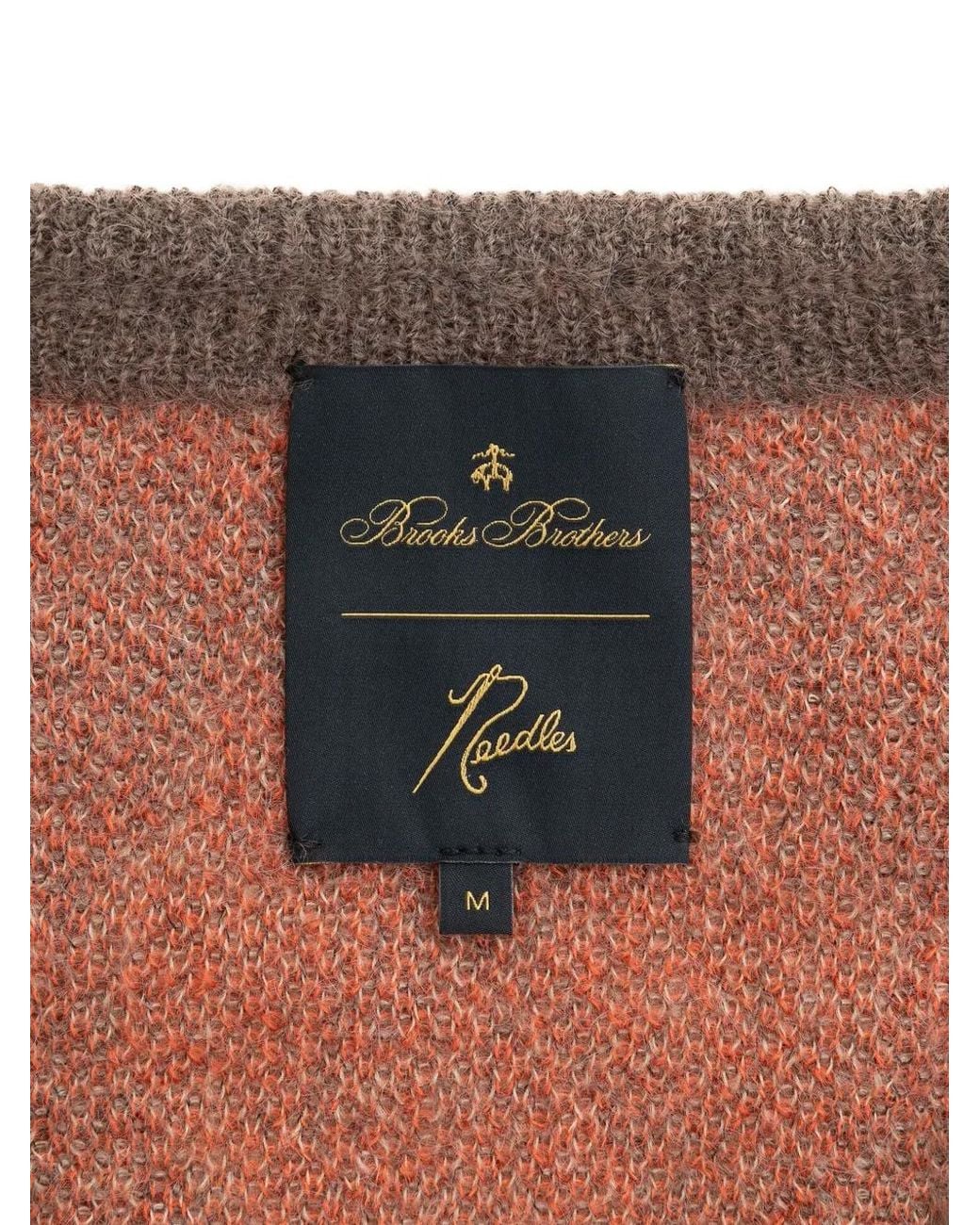 Brooks Brothers Orange X Needles Argyle-Pattern V-Neck Sweater for men