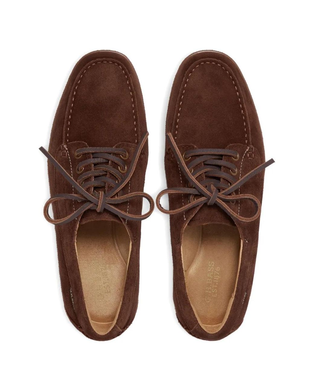 G.H.BASS Brown Wilton Driver 4-Eye Lace-Up Boat Shoes for men