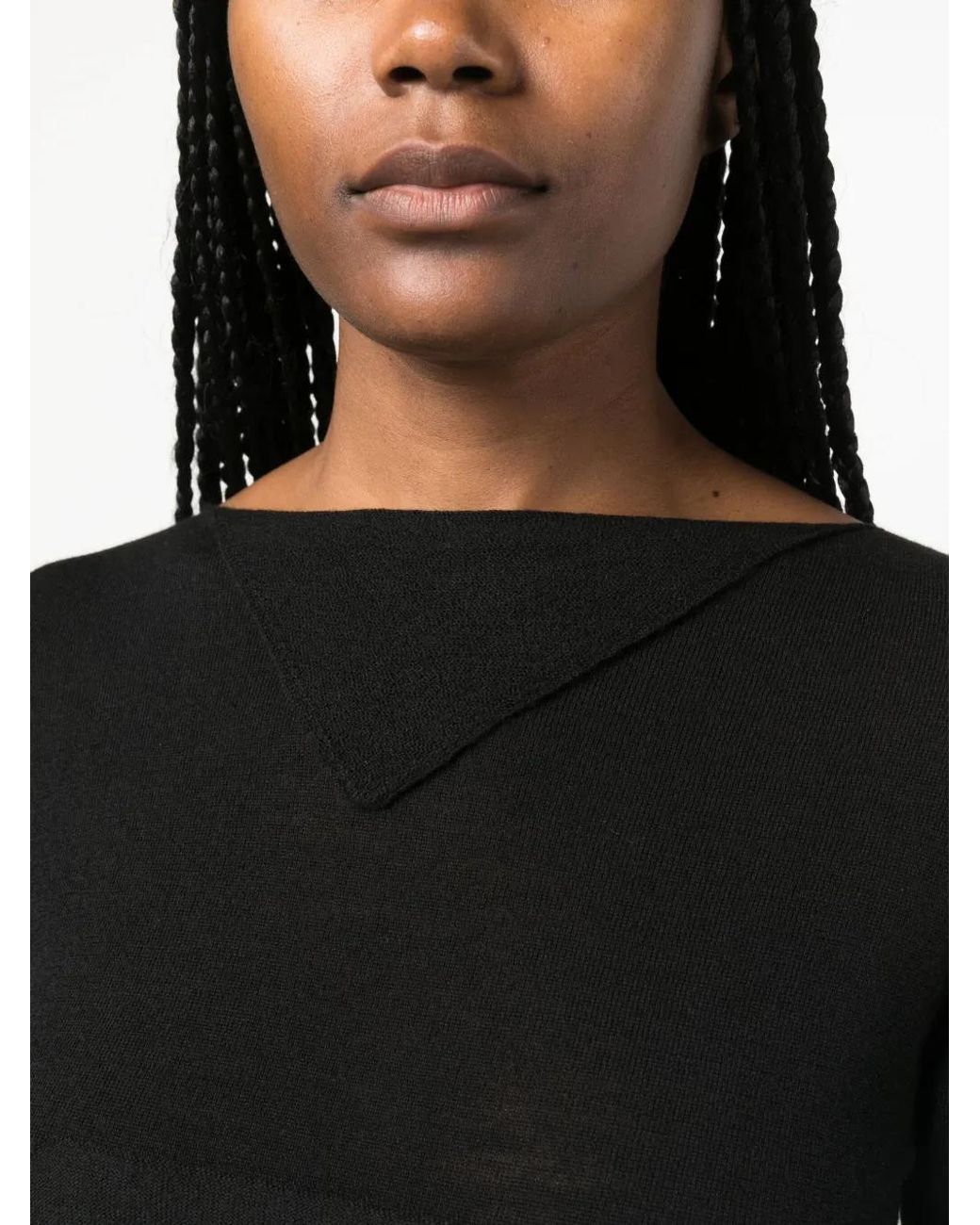 Rick Owens Black Long-Sleeved Virgin Wool Top