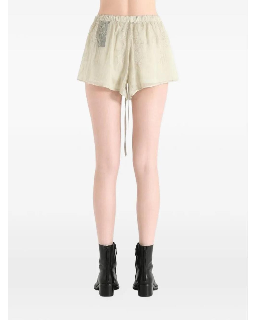 Ann Demeulemeester Natural Nisa Embroidered Drawstring Shorts